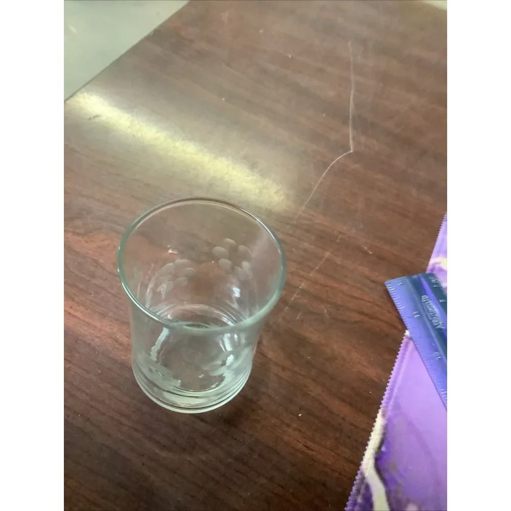 Vtg Libbey Clear Glass Tumbler Juice Floral Dot Drinking Glasse